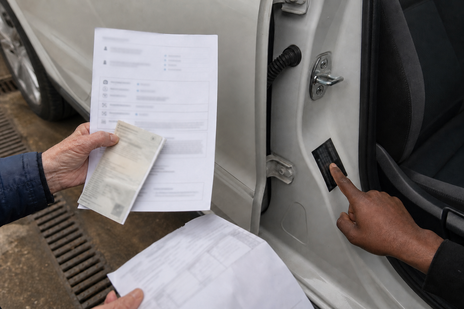Die Kette, die HistoVec, carte grise und die VIN eines Autos aus Frankreich verbindet