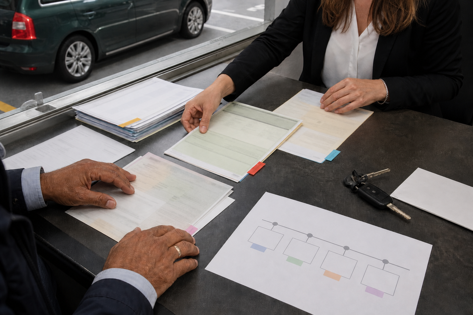 Original multilingual document pack and export timeline for a car from Luxembourg