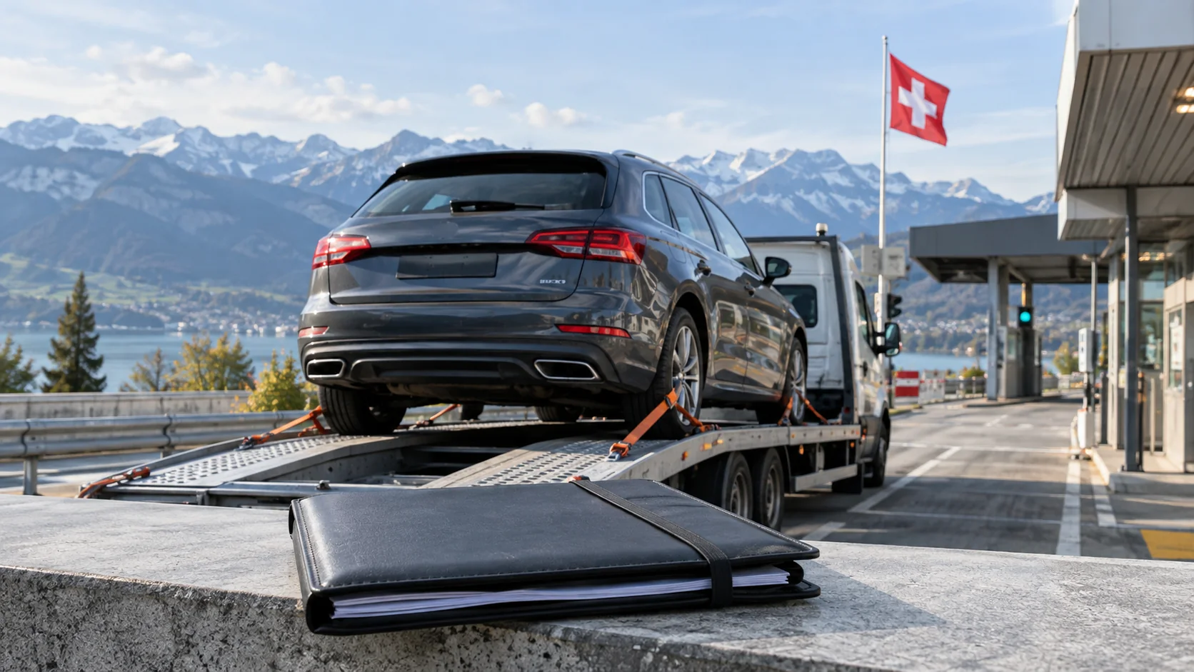 Transport eines Schweizer Gebrauchtwagens nach Deutschland mit vorbereiteten Importdokumenten
